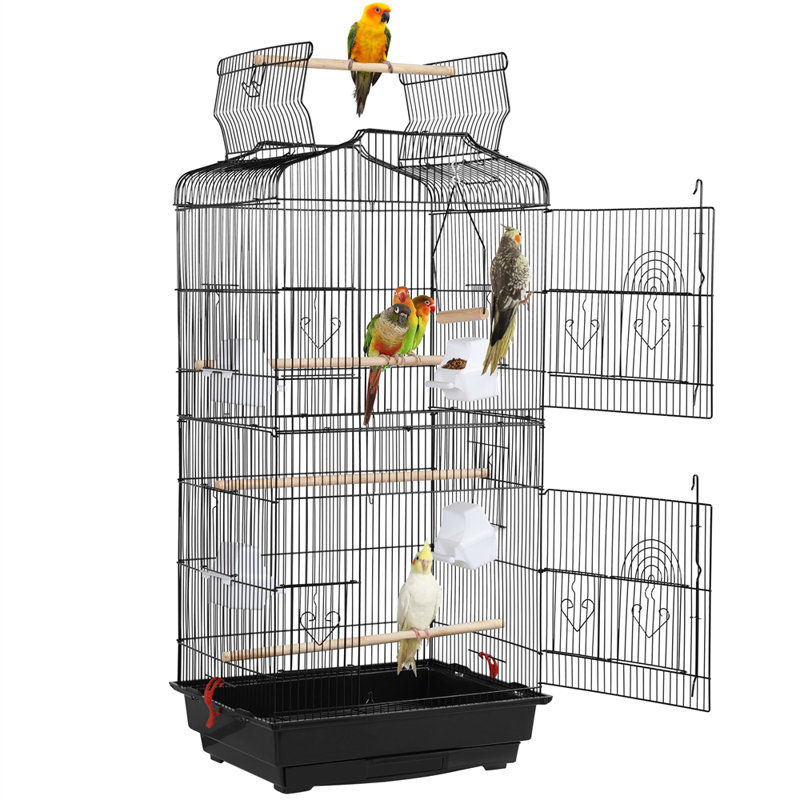 Cage à oiseaux avec perchoir 41 po Gabel, Noir