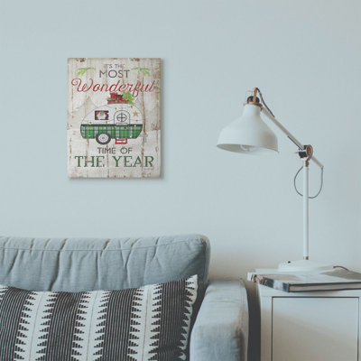 «Most Wonderful Time Green Plaid Camper», reproduction d'art textuel