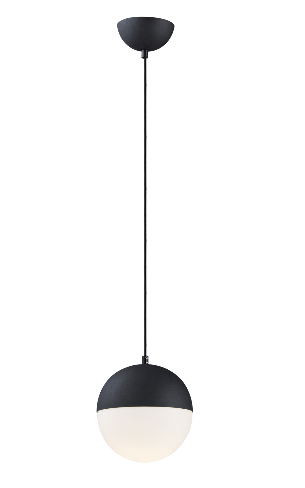 Hastings Single Light Glass Steel Dimmable Pendant, Black, 12.25" H x 11.75" W x 11.75" D