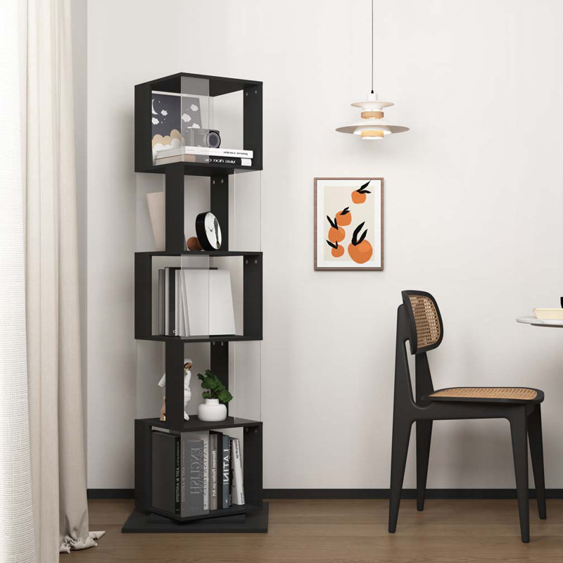 Bibliothèque rotative à 5 niveaux, bibliothèque simple avec plaque en acrylique