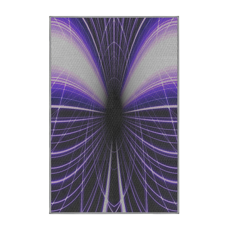 Tapis géométrique mauve / noir, Rectangle 5 pi x 7 pi
