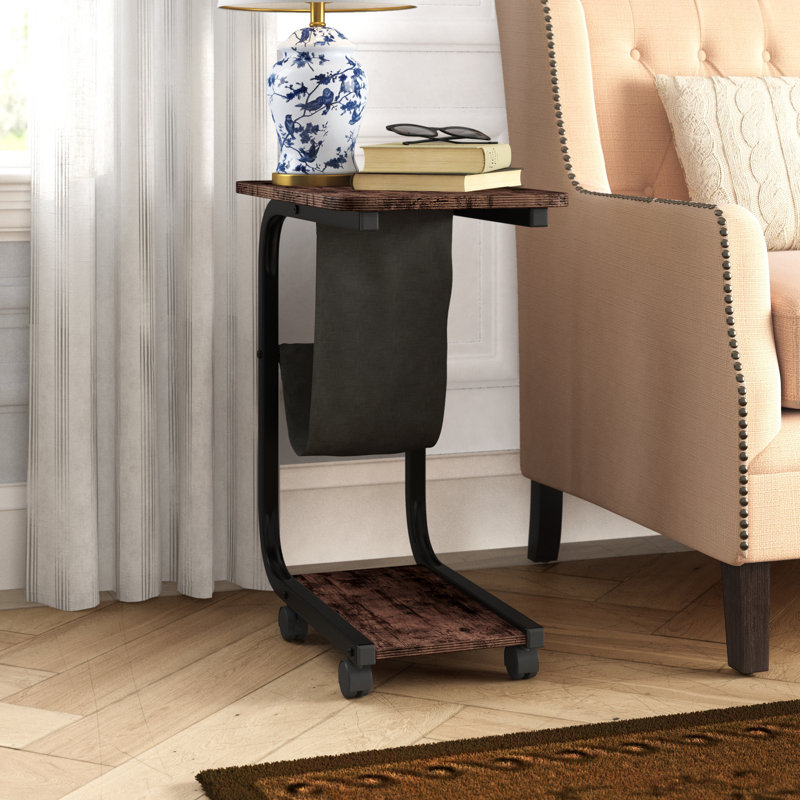 Wheel End Table Side Table with Storage