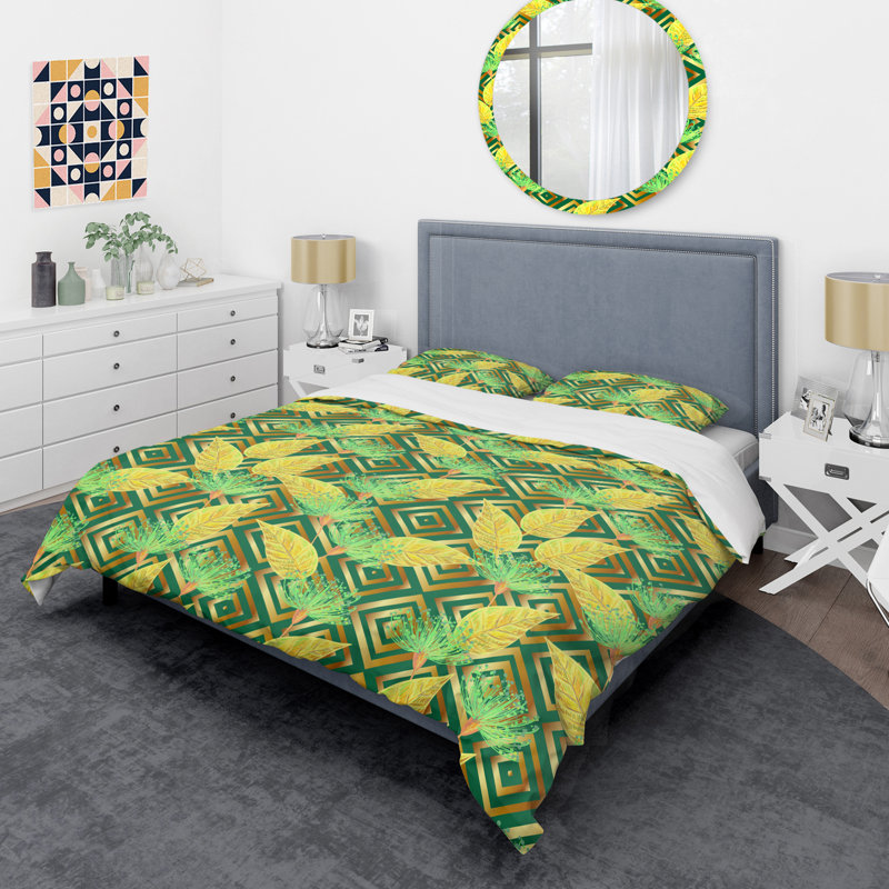 Full/Queen Blue and Gray Abstract Microfiber Duvet Cover Set