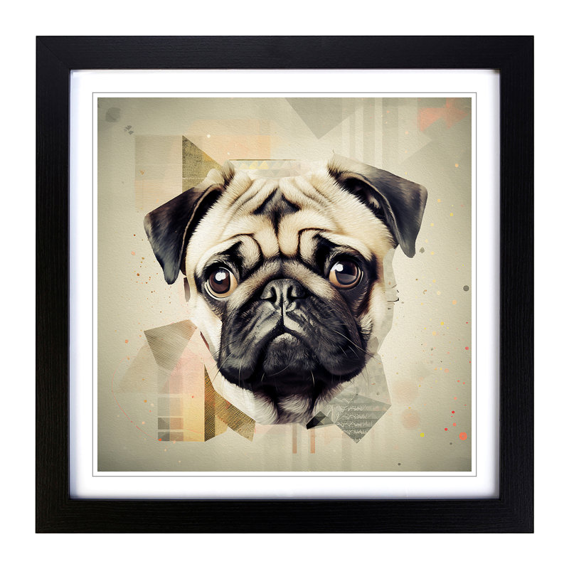 Pug Bauhaus - Framed Print, Black