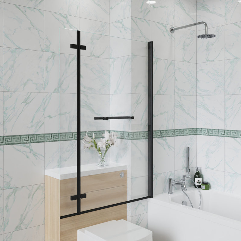 Segundo 1400mm H Pivot Semi-Frameless Bath Screen with Clear Glass