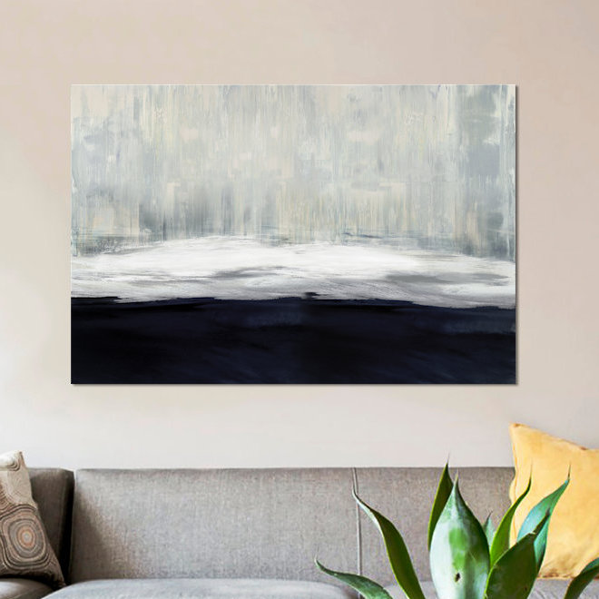 « white on blue », reproduction d’art sur toile tendue, H 16 po x l 24 po x P 1 po, Papier d'art encadré noir, Blanc