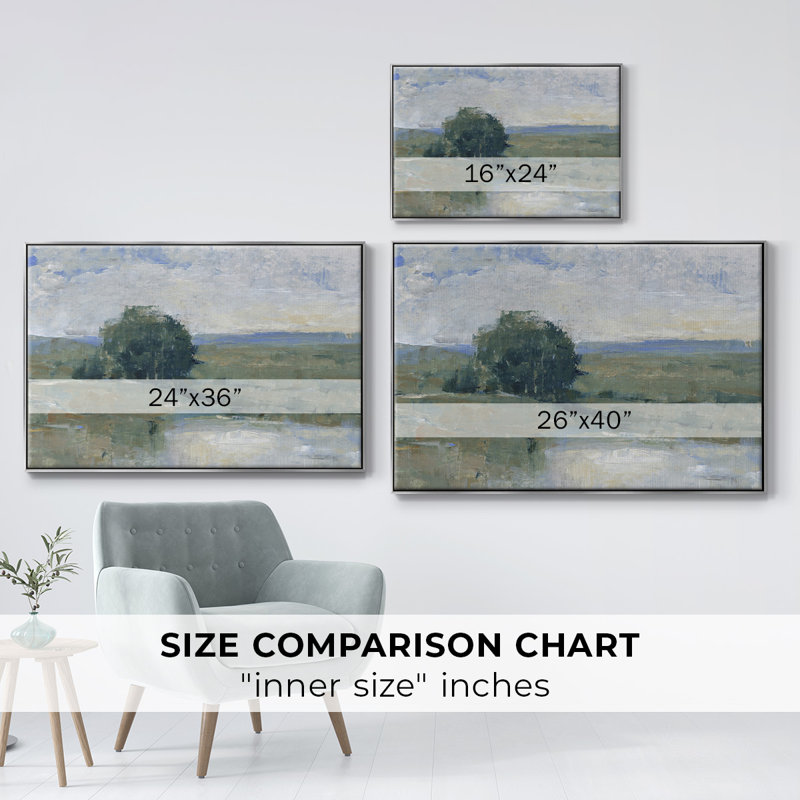 Riverbank Impression I, toile tendue avec châssis de qualité supérieure - prête à être accrochée, H 27 po x l 41 po x P 2 po