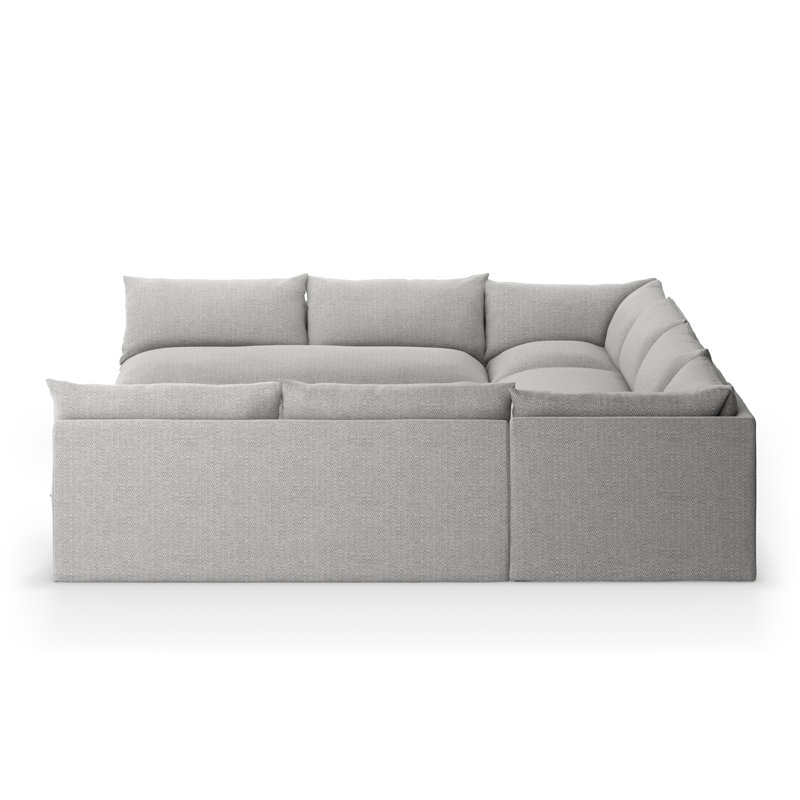 Grant 154" Wide Outdoor U-Shaped Patio Sectional with Cushions, Gray