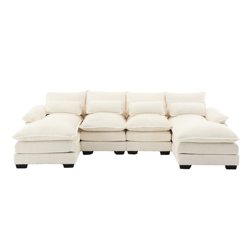 Canapé modulaire en chenille avec design en U confortable et tendance