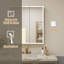 36 po X P 22 po P 35,4 po Meuble-lavabo simple H noir avec comptoir en marbre blanc et armoires à pharmacie