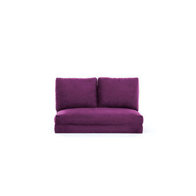 Stylish 2-Seat Sofa-Bed, Purple Fabric, 47.2 x 47.2 x 10.2 inches | 100% Metal Frame, 100% Polyester Upholstery | Easy Conversion to Bed, 5-Level Adjustable Backrest, Maximum Weight Capacity: 440 lbs | Perfect for Small Spaces & Modern Decor