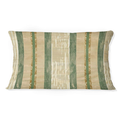 Coussin lombaire à rayures dorées et vertes IV