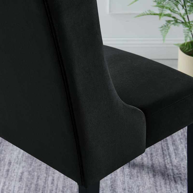 Modway Baronet Performance Velvet Dining Chairs - Set of 2, Black