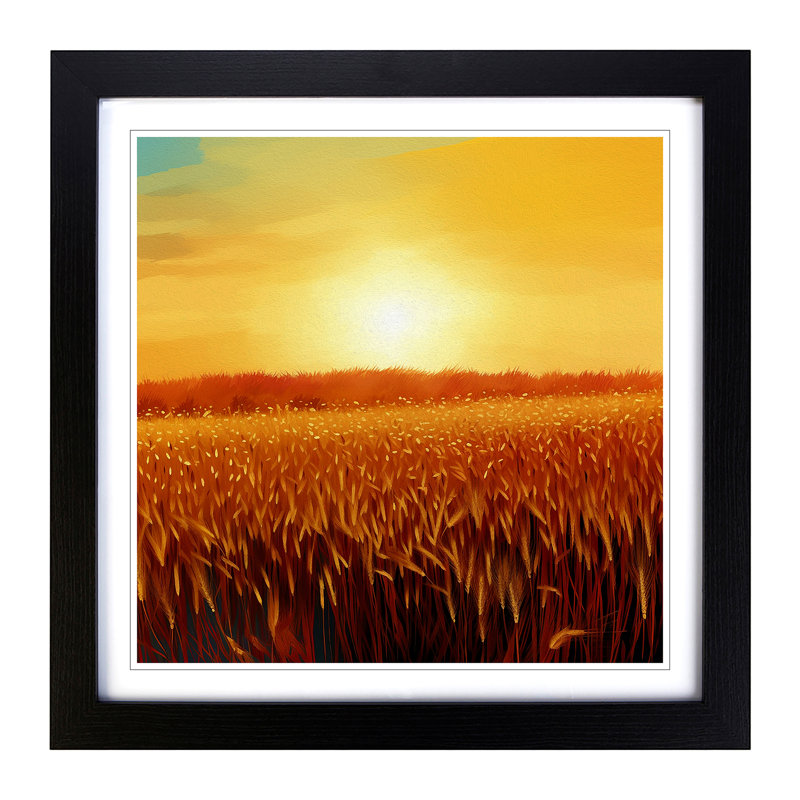 Wheatfield Digital Art No.1 - Framed Print, Black