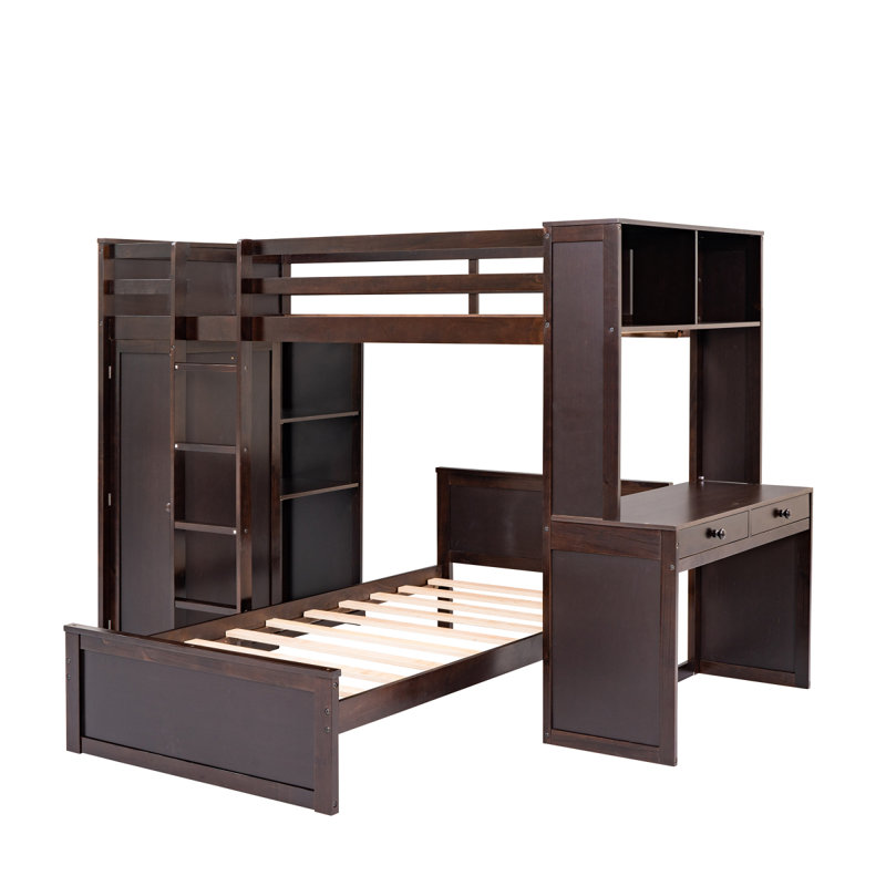 Loft Bed With A Sdalone Bedshelves,Desk,And Wardrobe