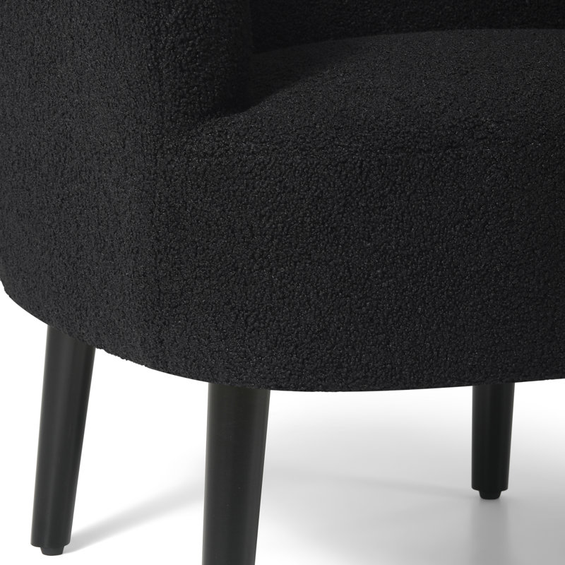Bayville 29'' Wide Barrel Chair, Black Polyester Blend