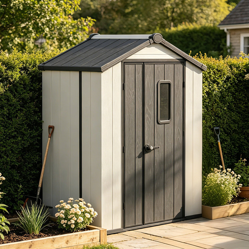 5 ft. x 3 ft. Resin Outdoor Storage Shed with Lockable Door and Floor, 5 x 3 Ft