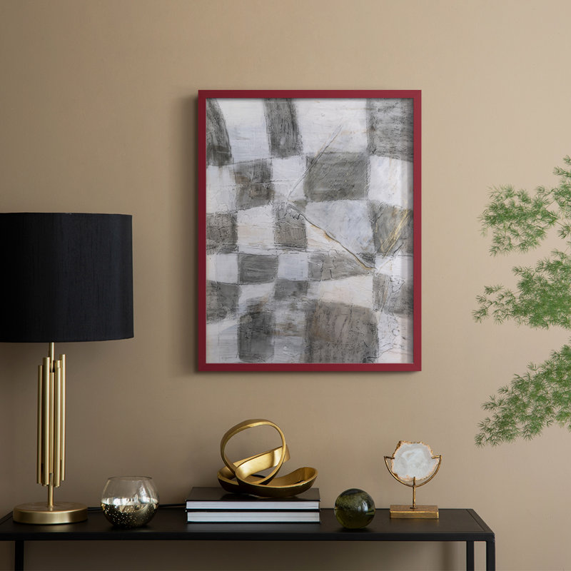 Rustic Textile II Framed Print - Solid Wood, 30" H x 24" W, Red