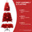 Pièce décorative de Noël rouge de 7 pi, 1066 pointes denses, branches articulées pour une installation et un rangement rapides, arbre de support en métal robuste, branches sans effort, base stable