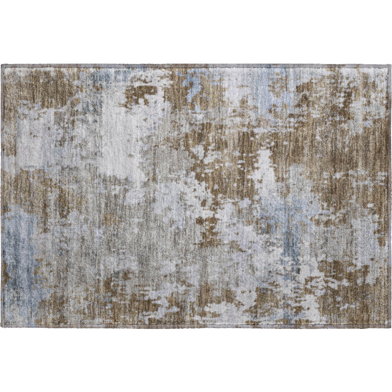 Premium Machine Washable Mayfield AMF2142 abstract Rug, 1'8" x 2'6", Chocolate