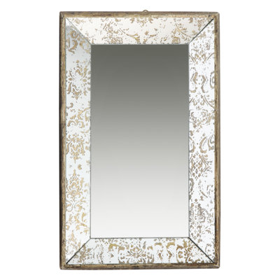 Miroir suspendu argent antique antique 20 po x 12 po avec caractéristique florale, version moyenne, miroir en miroir, taille, plateau, charisme