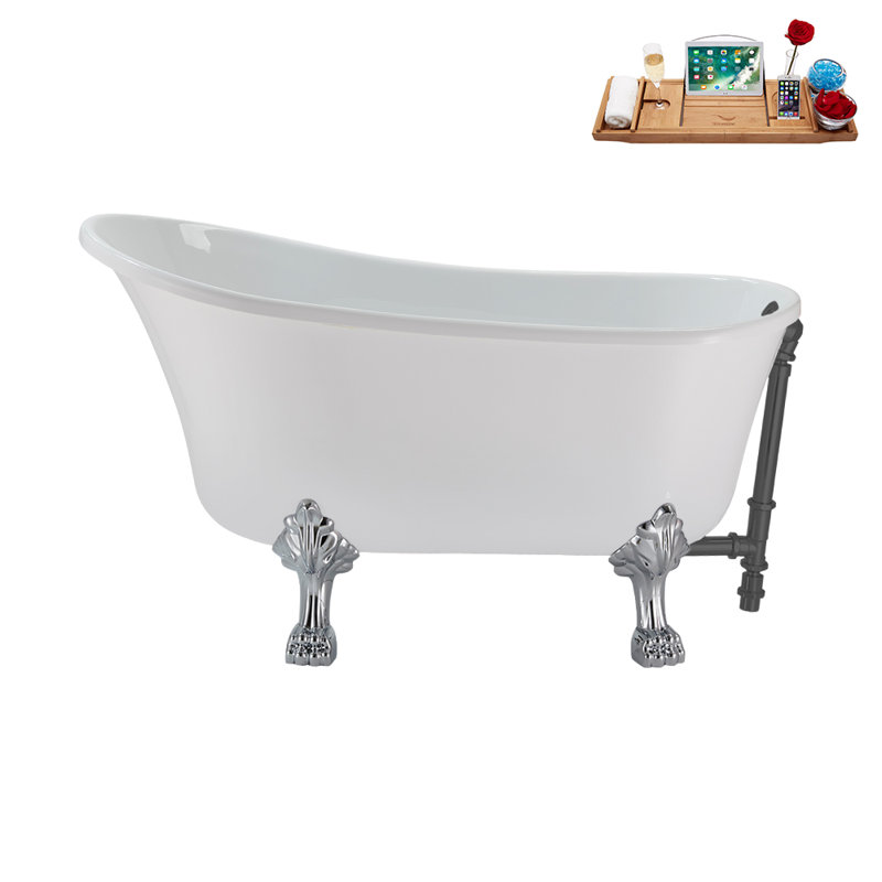 51.2'' x 25.6'' Soaking Acrylic Bathtub, Polished Chrome, Brushed Gun Metal