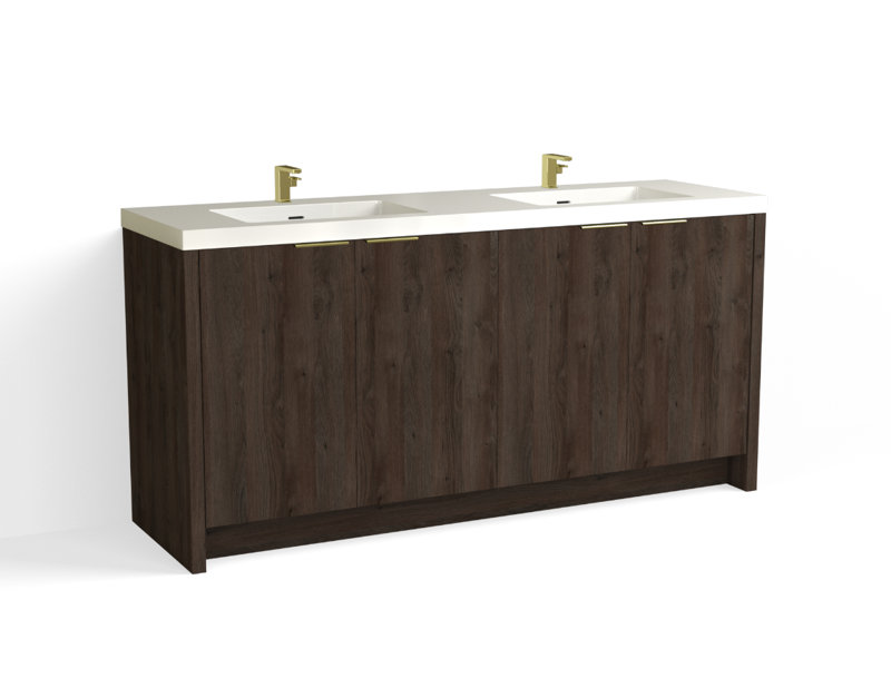 72 in. Handmade Double Vanity, White Gloss, Biondo/Satin Nickel, Single-Hole
