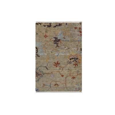 2'1" x 3'1" New Hand Knotted Brown Wool Rectangle Oriental Rug - MOA10291466