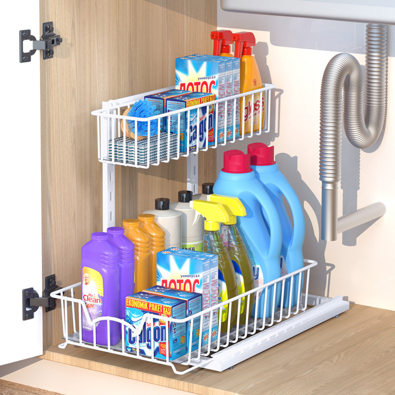 Ensemble de 2 étagères de rangement en acier inoxydable Cothern, Blanc