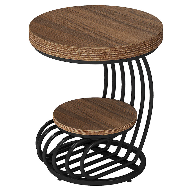 Ondray Side Table, End Table, Accent Table, Living Room Side Table, With Storage, Black, Light Brown