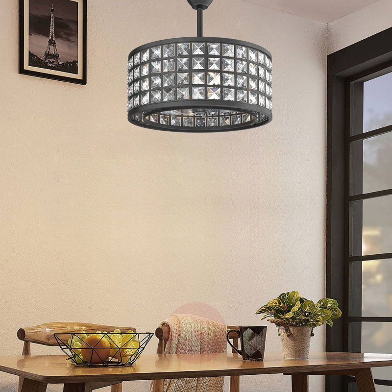 18'' Modern Bladeless Ceiling Fan with Crystal Accent