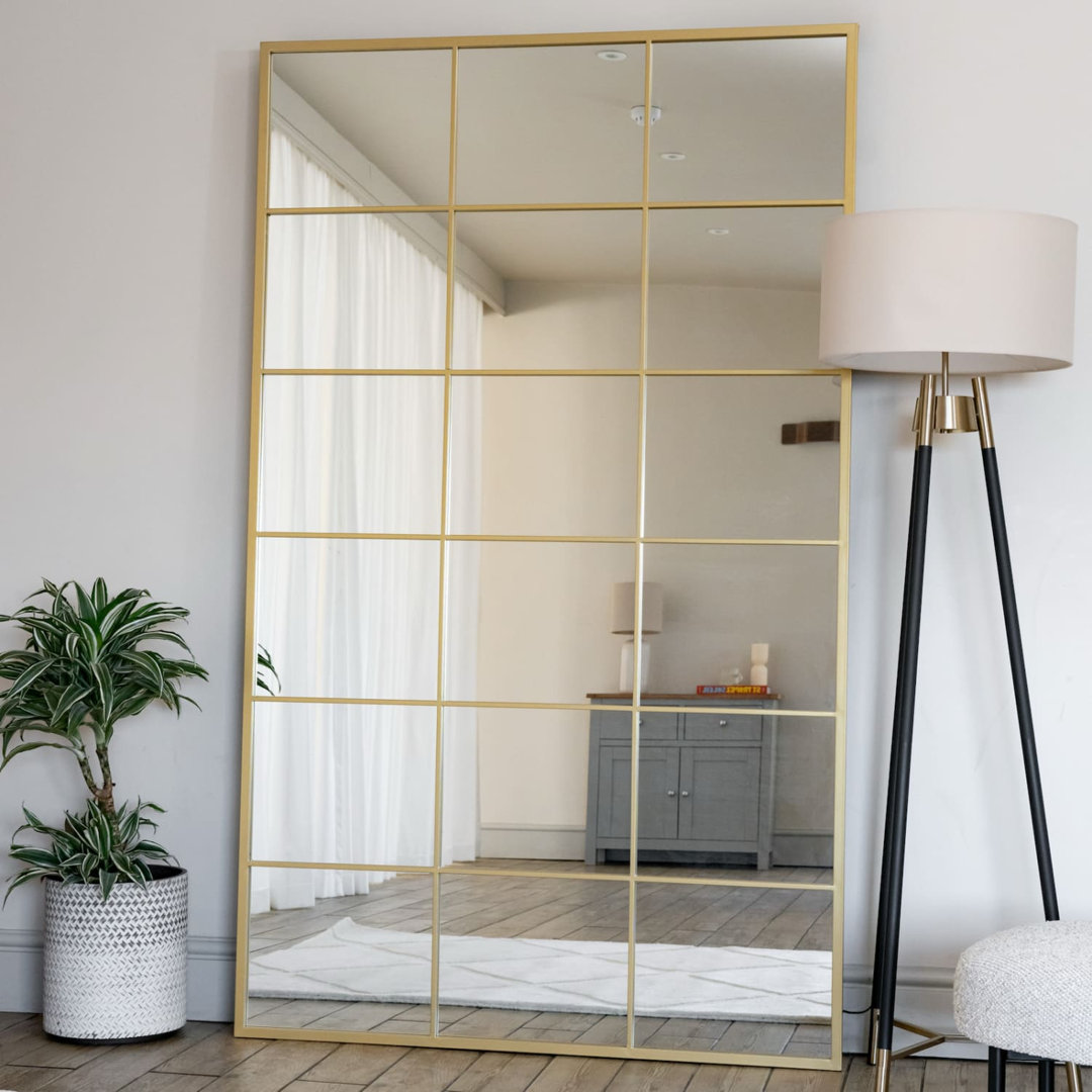 B&Q - Jōbū Jobu HomeKyoFull Length Gold Metal Rectangle Lattice Window Mirror180Cm X 90Cm - Image 3