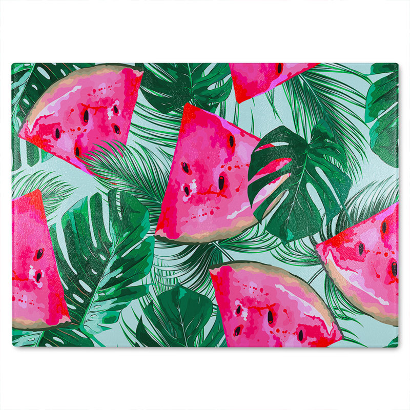 Watermelon Glass Chopping Board, 28cm L x 20cm W