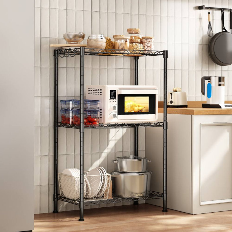Three-Tier Metal Storage Rack (Black)