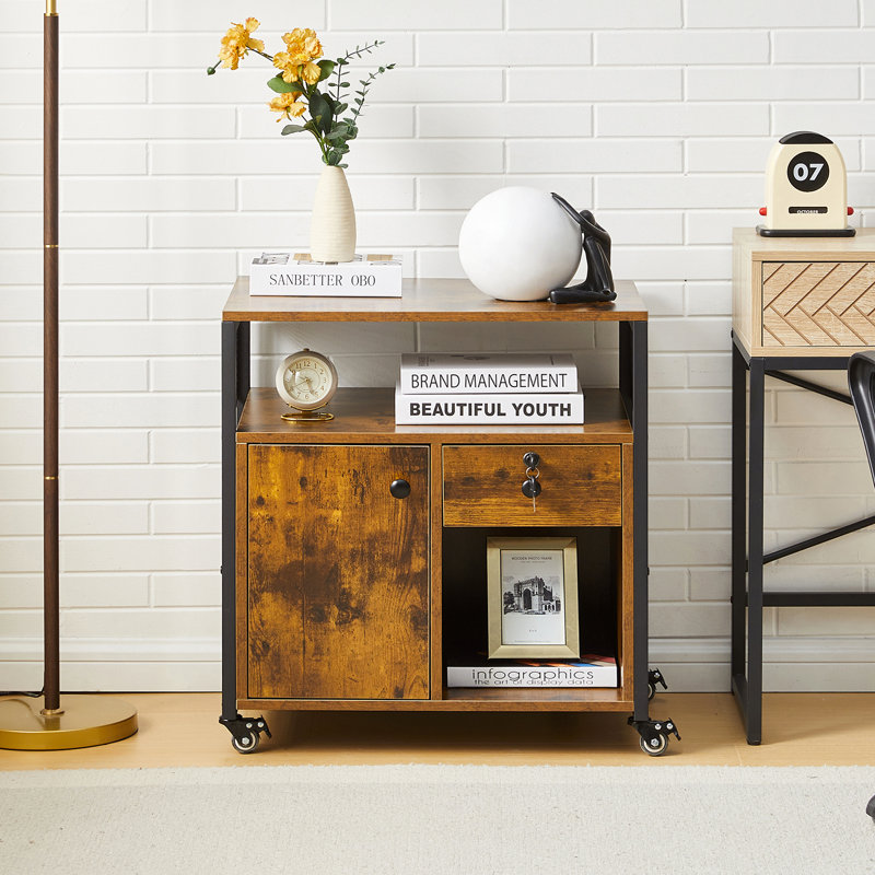 60cm Wide 1 -Drawer Mobile File Cabinet, Brown