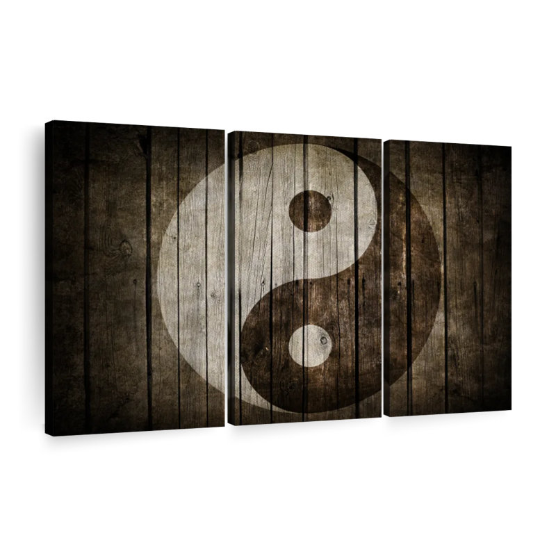 «Wooden Yin Yang Wall Art», reproduction d'art sur toile, H 38 po x l 24 po x P 1,25 po