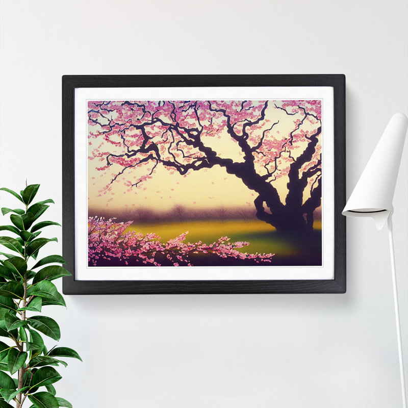 Marvellous Cherry Blossom Trees - Single Picture Frame Painting, Black, 46cm H x 64cm W x 2cm D