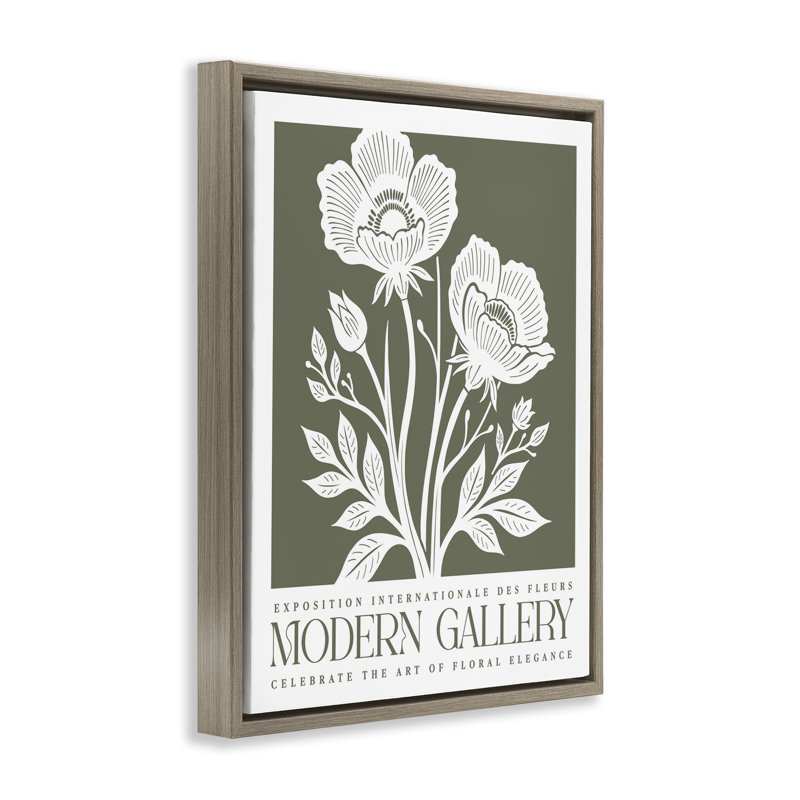 "Olive Floral Gallery", art mural encadré sur toile flottante brune, Cadre flottant orme Montalcino, H 31 po x l 25 po