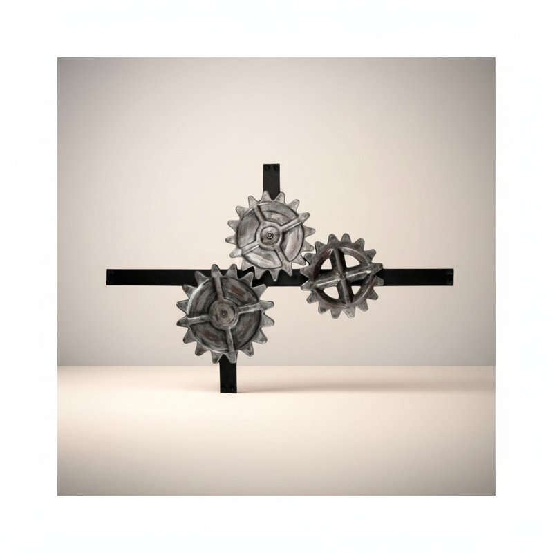 Gear Wall Art-Antique Crome/Textured Bronze