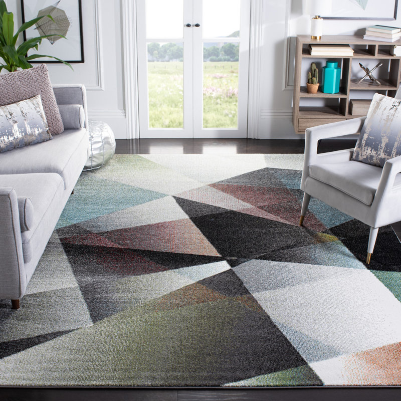 Asumi Wimbled Gray/Brown Area Rug, Rectangle 4' x 6'