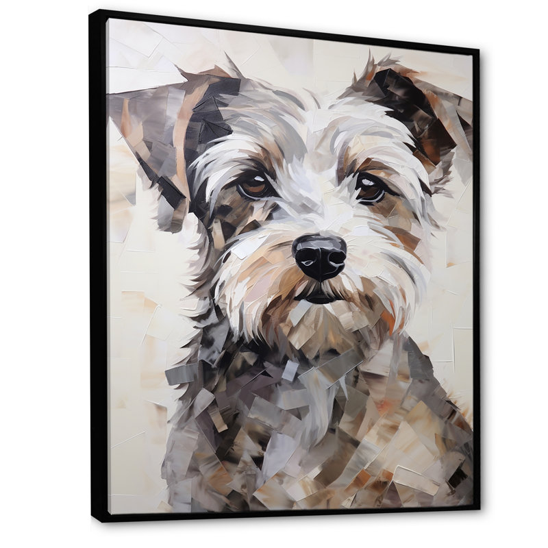 Yorkshire Terrier, portrait curieux, Cadre flottant noir, H 32 po x l 24 po