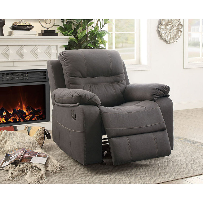 Faux Leather Recliner, Slate Blue Faux Leather