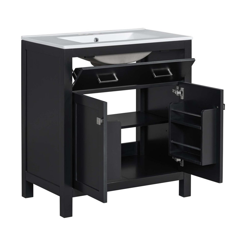 Ensemble de meuble-lavabo luxueux avec lavabos doubles et options de rangement polyvalentes, Noir