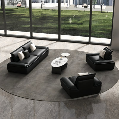 Combinaison de table basse en similicuir noir