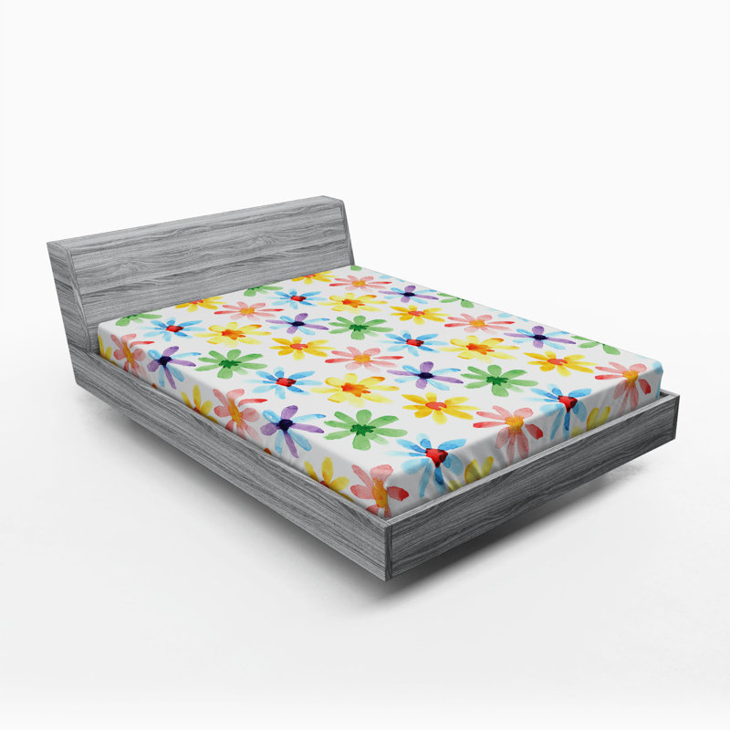 Microfiber Floral Fitted Sheet, Full Fitted Sheet