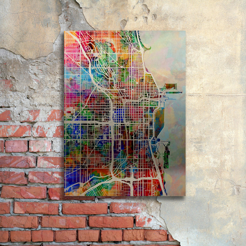 « chicago street map ii », impression sur métal