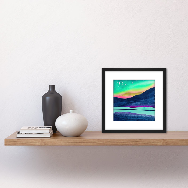 Northern Lights Aurora Mountain Landscape - Single Picture Frame Print