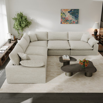 Anfa 5 - Piece Upholstered Sectional Sofa Oversize Deep Seat Couch, Cloud Modular Sectional Sofa Couch for Living Room Bedroom