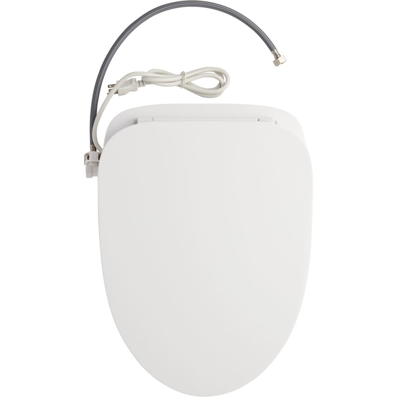 White Two-Piece Elongated High-Efficiency Toilet with Bidet Seat