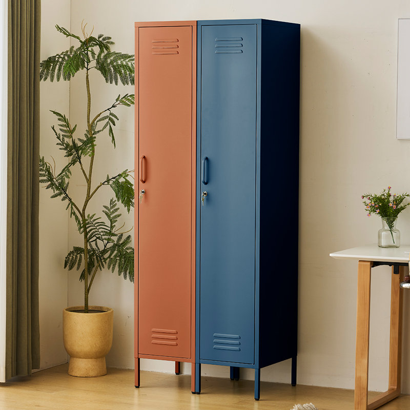 Striegel Steel Single Door Storage Cabinet, Navy;Orange